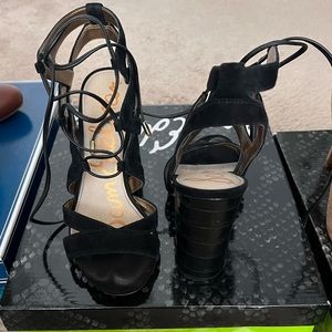 Sam Edelman 
Black suede tie up heeled sandal